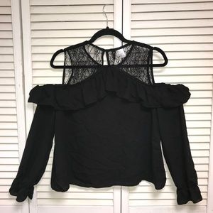 H&M Black Lace Cold Shoulder Top